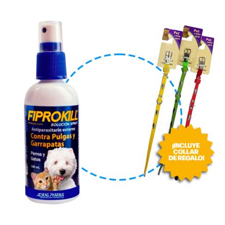 Fiprokill Elimina Pulgas y Garrapatas 100ML para perros y gatos.