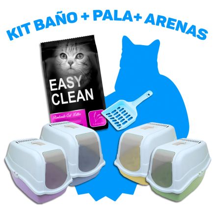 Kit de baño romeo + pala para fecas + arena sanitaria de lavanda 