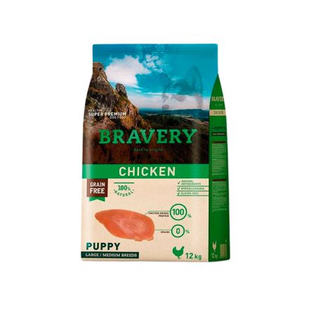 BRAVERY CHICKEN PUPPY LARGE/MEDIUM BREED 12kg